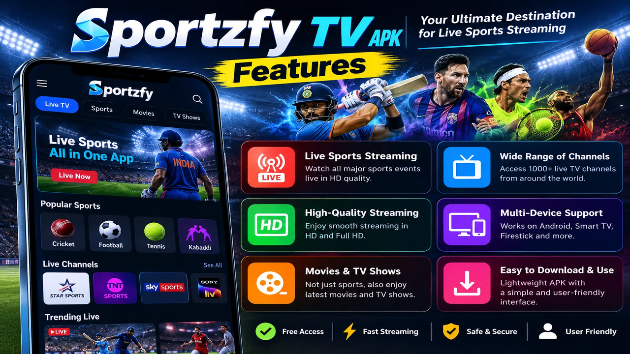 Main Features of Sportzfy for TV