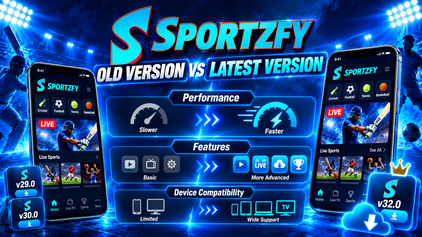 Sportzfy Old Version vs Latest Version